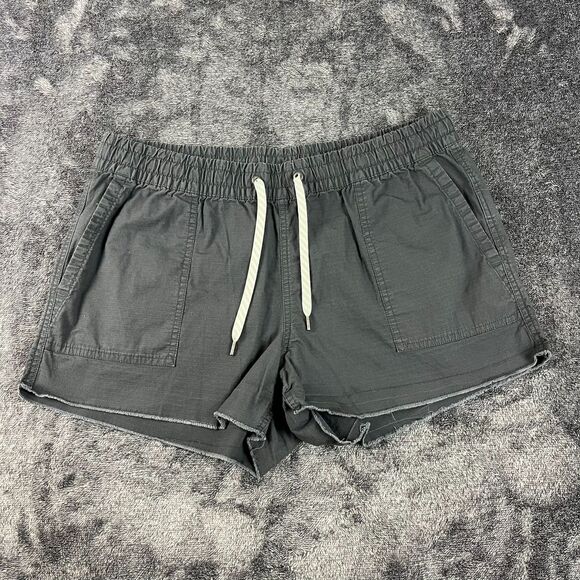 Vuori Vintage Ripstop Shorts Raw Hem Charcoal Women's XL Drawstring Pull On - Picture 1 of 9